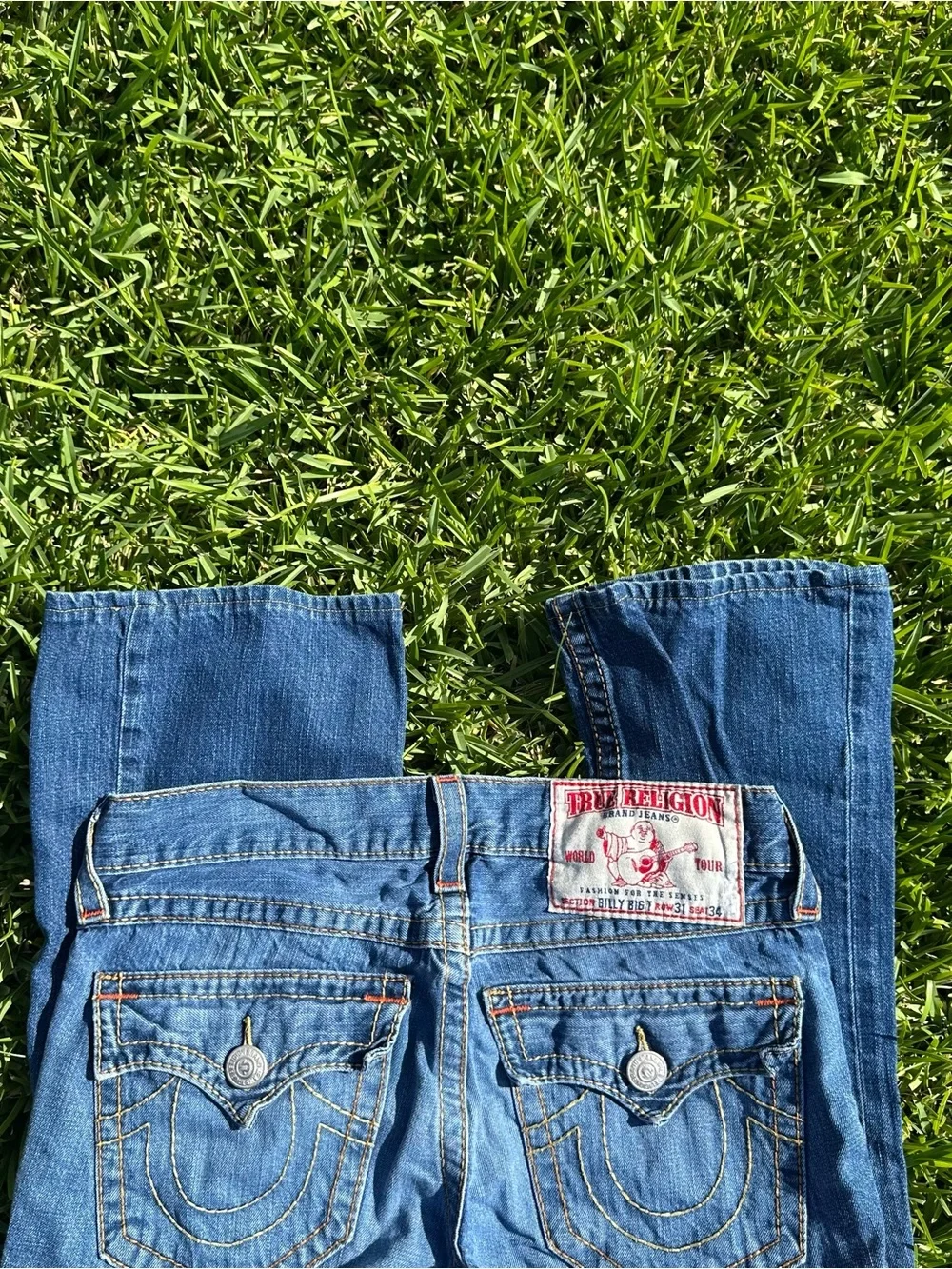 True Religion Men's Blue Bootcut Jeans Billy Big T Size 31
